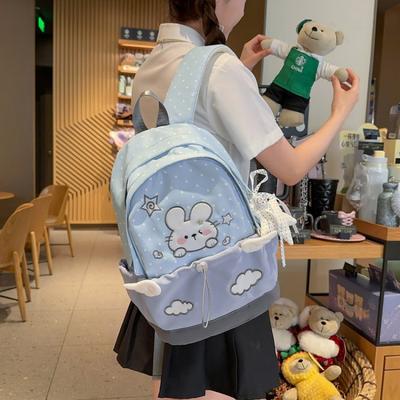 Schoolbag Cute Bunny Contrasting Color Backpack Primary School Girl Light Large Capacity School Bag High Value Versatile Backpack
