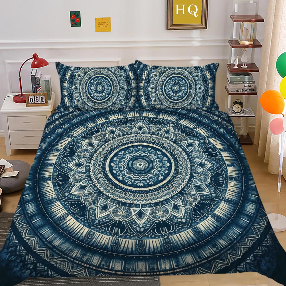 Home Bedding Set 3D Mandala Printing Bedspreads Queen Double Size Microfiber Duvet Cover Set Bedroom Decor