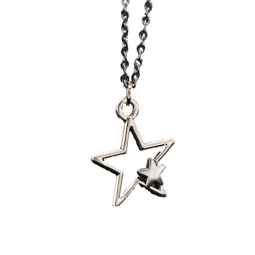 Zinc Zinc Alloy Vintage Pentagram Necklace Hollow Choker Korean Clavicle Chain Star Pendant Necklace  Party