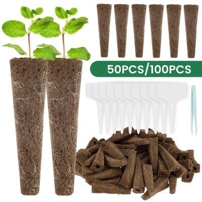50/100 stuks Zaad Kweek Sponzen Hydroponische Pods Kit met Plantenlabels Vervanging Wortelgroei Sponzen Binnentuinaccessoires