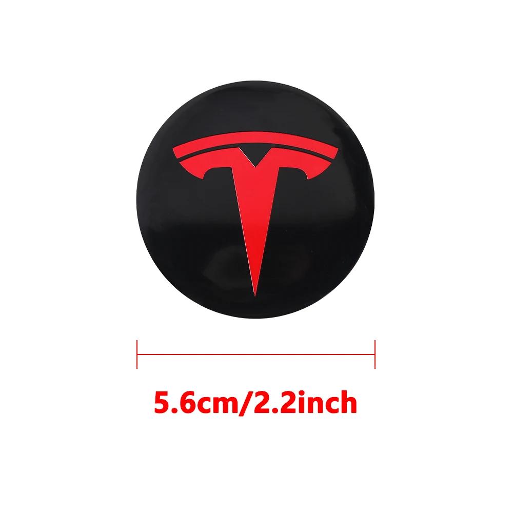Car Sticker Tesla 4pcs 56mm Car Wheel Center Hub Caps Emblem Hubcap Badge Sticker Replacement Decoration For Tesla Model 3 Model