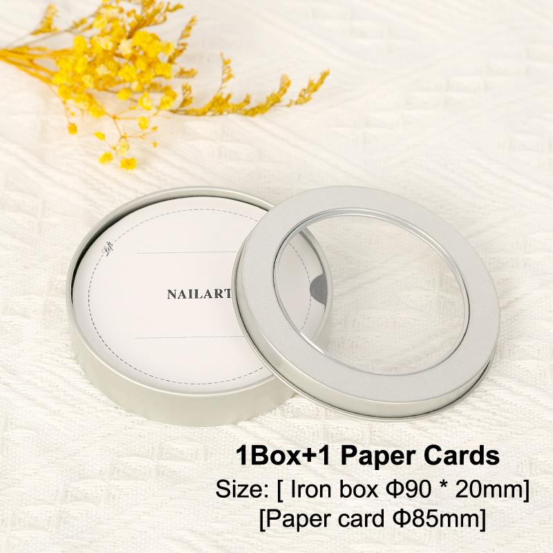 False Nail Press On Wearing Circular Iron Display Box With Display Card Nail Packing Box For Fake Nails Finished Product