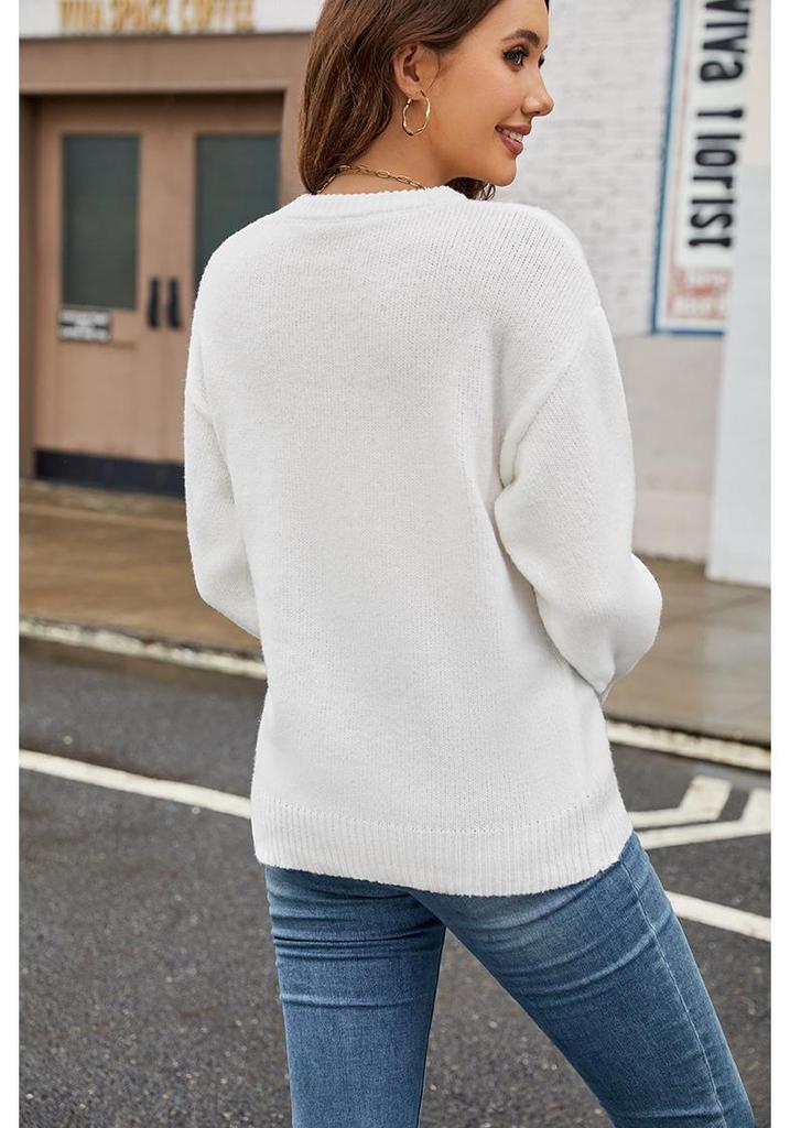 2025 Autumn/Winter Women's European and American Flag Round Neck Fashion Sweater for Easter & Independence Day