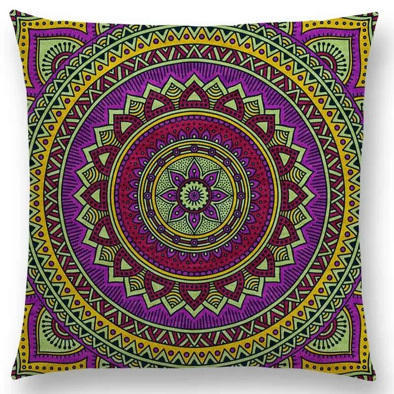 Hippie Mandala Boho Rainbow Floral Pattern Decor Throw Pillow Case Sun Moon Flowers Dream Fantasy Gorgeous Cushion Cover Sofa