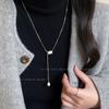 Silver Brushed Love Heart Necklace: Korean Minimalist Style, Autumn/Winter Exquisite Sweater Chain