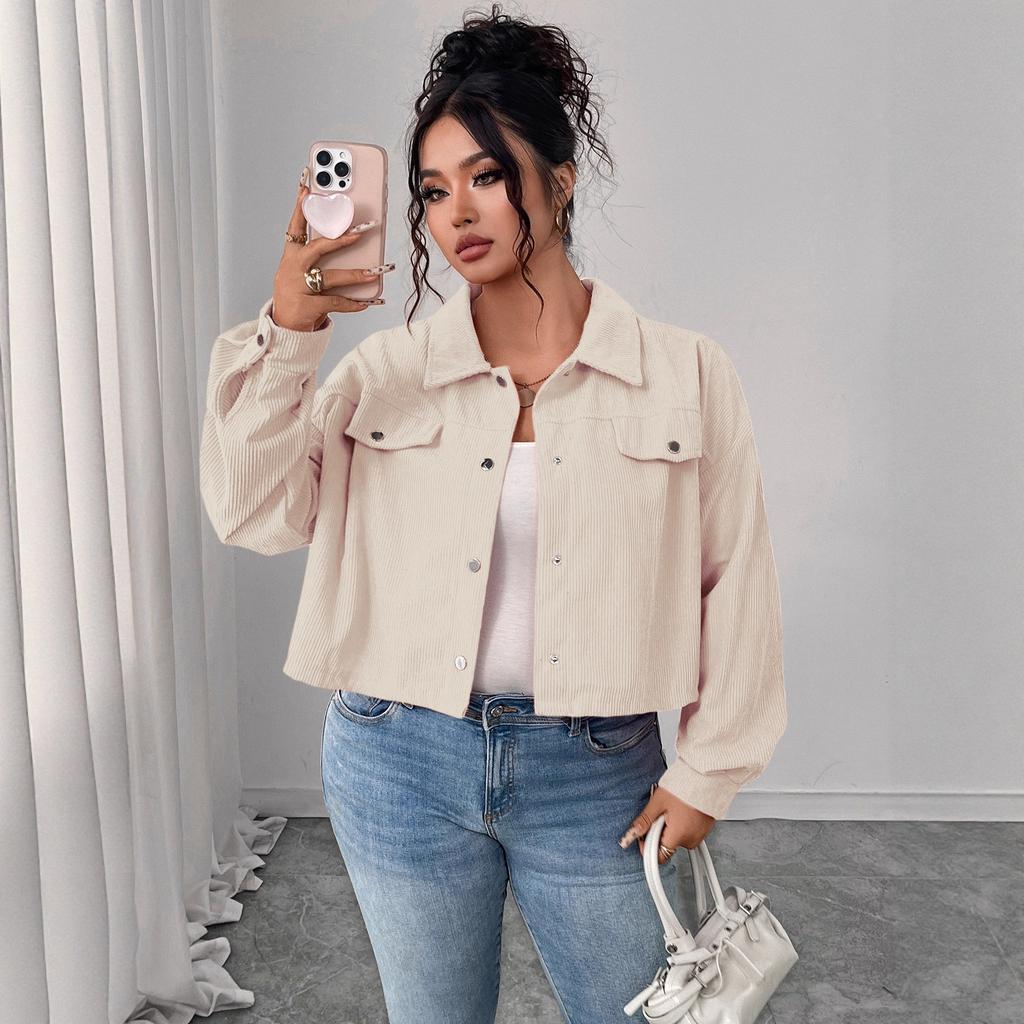 Autumn and Winter Casual Lapel Jacket Lantern Sleeve Single-breasted Short Coat for Women