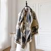 Autumn And Winter Trend Black And White Imitation Cashmere Flower Print Outer Shawl Women'S Personality Niche Shawl Scarf