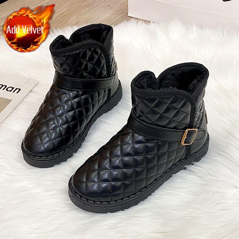 Fashion Leather Waterproof Plush Warm Flat Woman Shoes Winter on Offer 2025 New in Hot Goth Ankle Chic and Elegant Snow Boots for Women