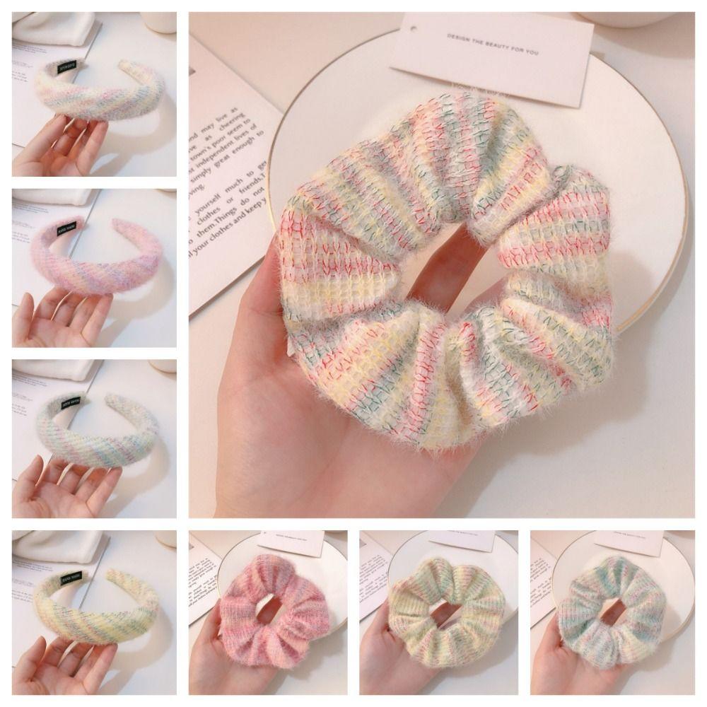 Rubber Band Sweet Knitted Hair Rope Korean Style Knitted Hair Hoop Winter Plush Scrunchies  Party