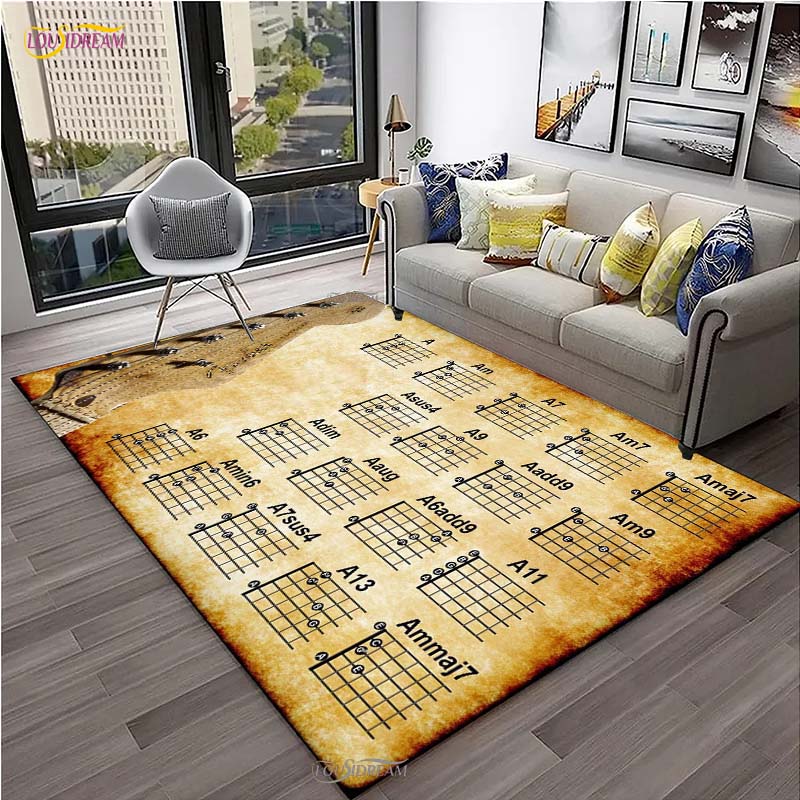 Muziek Basis Gitaar Akkoord Theorie Grafiek Piano Tapijt voor Woonkamer Slaapkamer Vloerkleden Keuken Antislip Vloermat Alfombra Verjaardagscadeau
