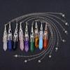 Amethyst Six-Sided Pillar Bullet Pendant Necklace for Women