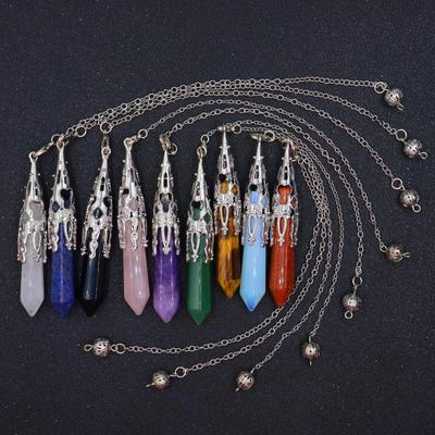 Amethyst Six-Sided Pillar Bullet Pendant Necklace for Women