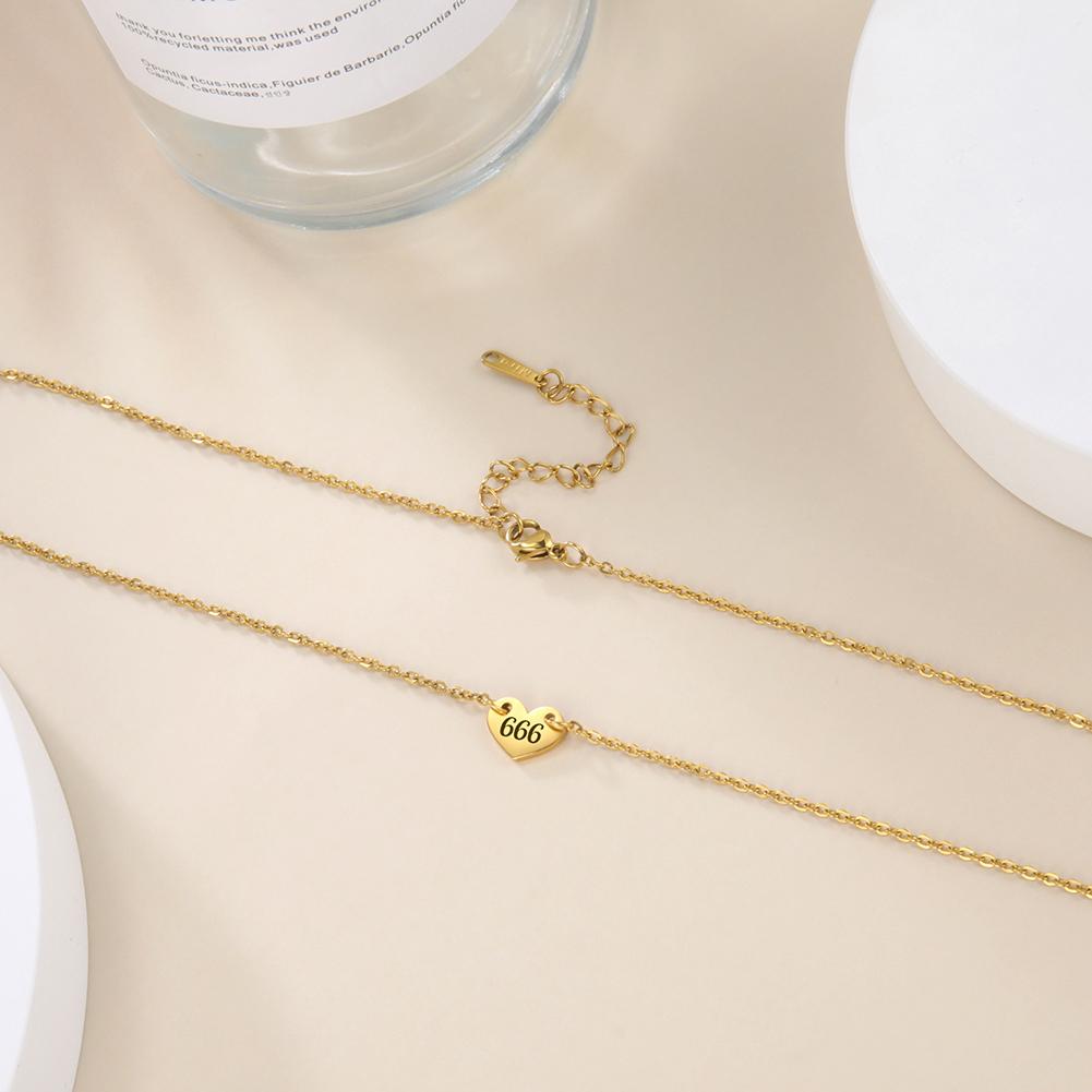 Unift Angel Number Heart Necklace Lucky Number 111 222 333 44 555 666 777 888 999 Stainless Steel Necklace Fashion Women Jewelry