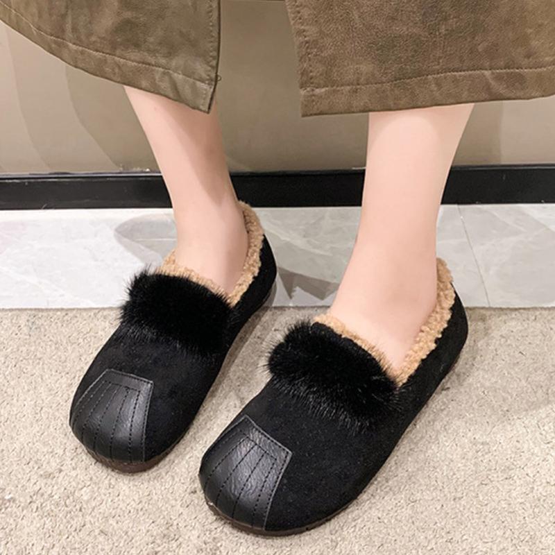 Módní evropské a americké retro plyšové dámské boty 2024 nové smyslové prošívání prodyšné bavlněné boty plyšové boty zapatos mujer