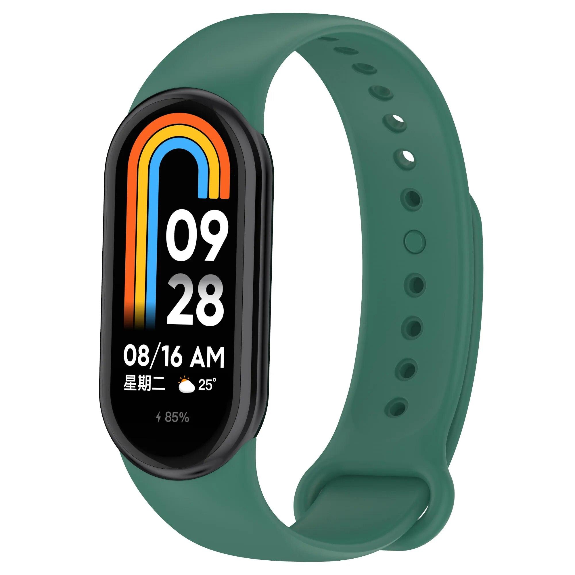 

Ремешок Mi Band 9 для Xiaomi Smart band 8, силиконовый ремешок для умных часов, сменный браслет NFC, многоцветный ремешок Miband8, аксессуары для ремня For Mi band 9 зелёный