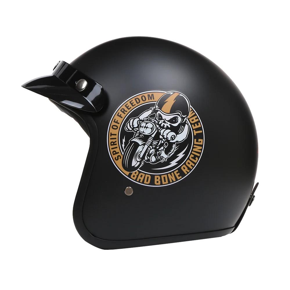Retro Otwarty Kask Motocyklowy 3/4 Motorower Moto Motocross Vintage casco Cafe Racer Mężczyźni Kobiety Zatwierdzony przez DOT Kask Capacetes