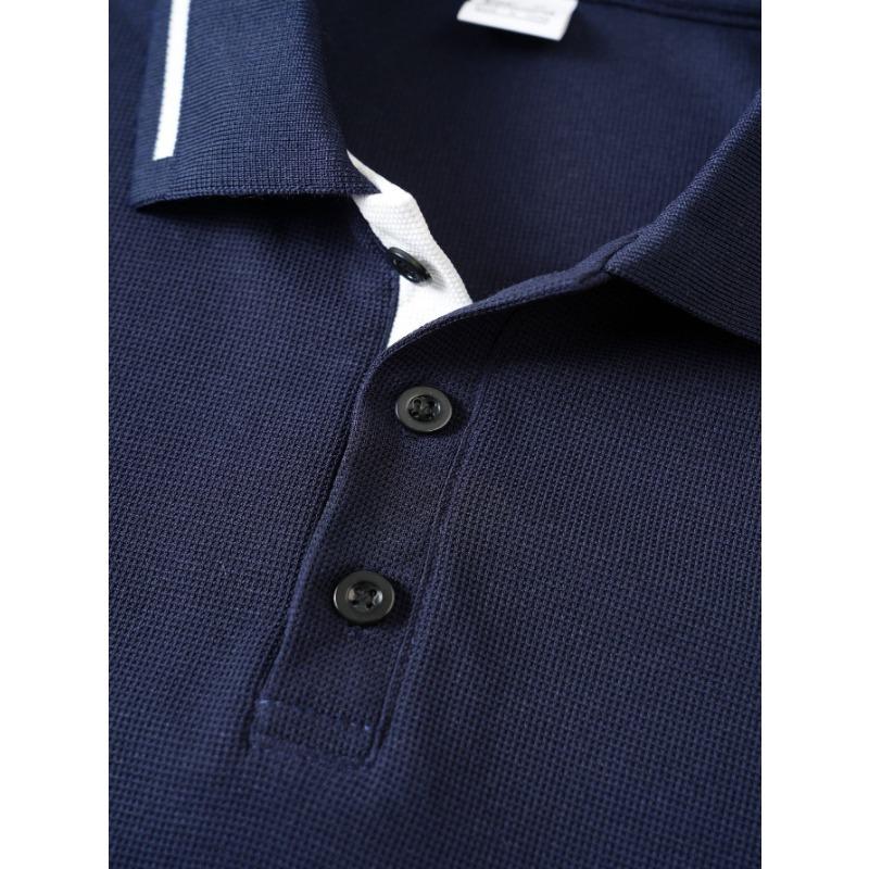 Polo casual sportiva da uomo in jacquard con colletto rovesciato e maniche corte
