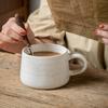 Nordic Sesame Glazed Coffee Cup Simple Ceramic Mug Breakfast Milk Mug Spoon with Lid Retro Large Capacity Oatmeal Cups