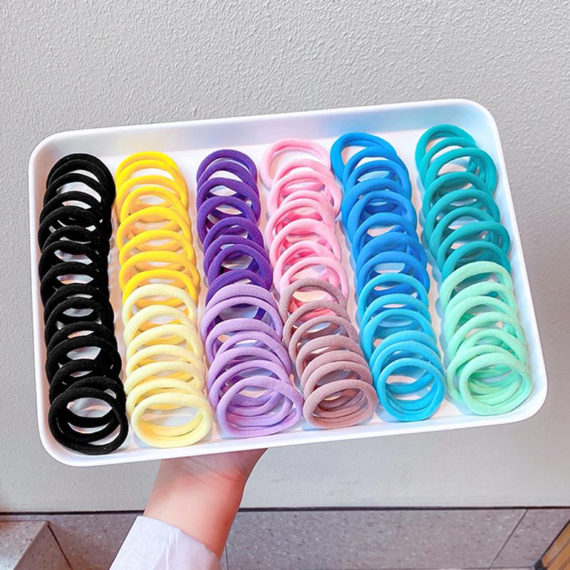 50Pcs Girls Elastic Hair Accessories For Kids Black White Rubber Band Ponytail Holder Gum For Hair Ties Scrunchies Hairband