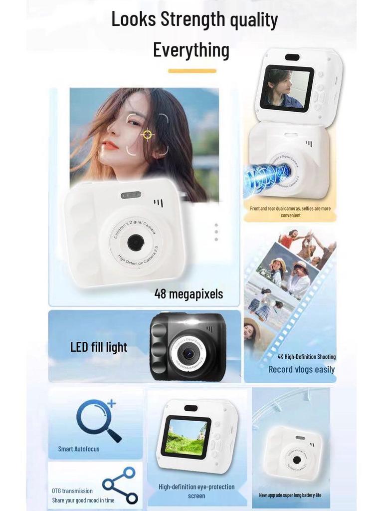HD Dual Camera Instant Camcorder: Cute Campus & Party Photo Transfer Digital Camera