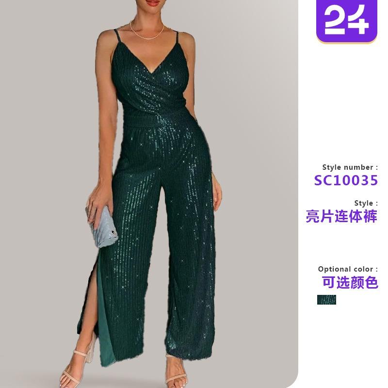 New Women's Clothing, Slim Temperament Sequined Split Tail Evening Dress, Cocktail Party Suspender Skirt