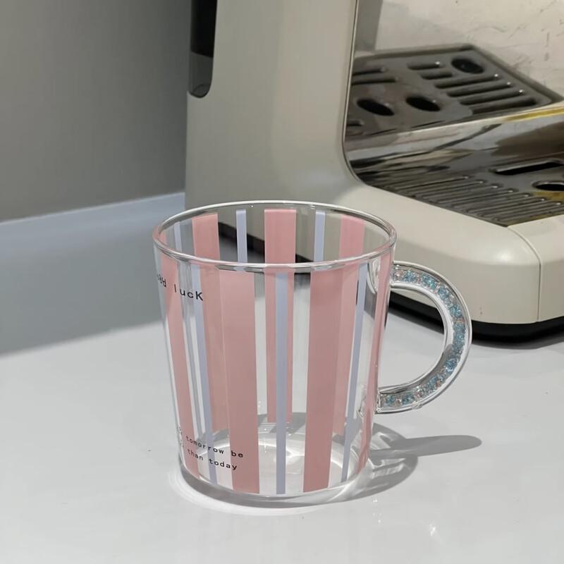 Girl Heart Striped Glass Cup