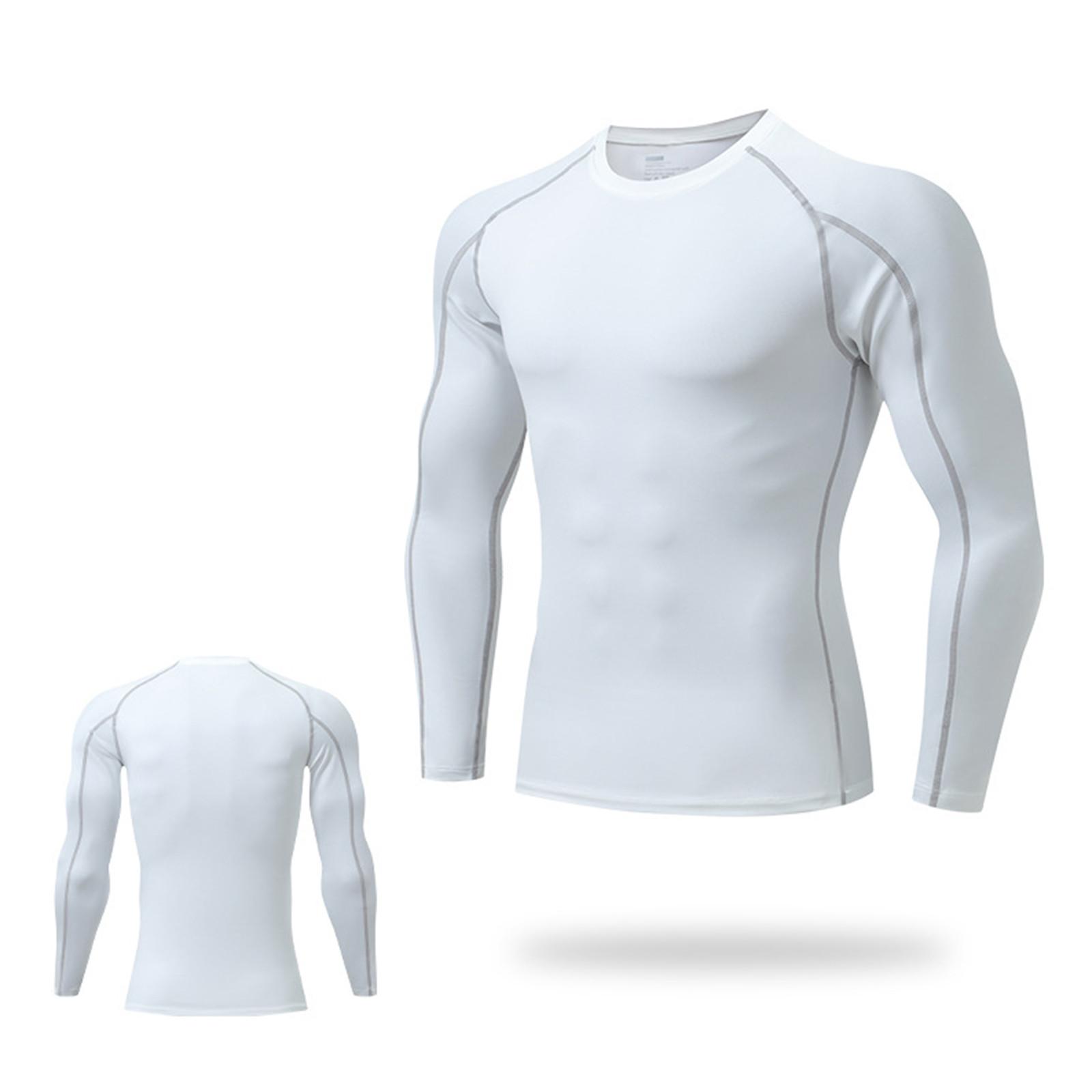 

Мужской спортивный облегающий спортивный костюм с длинными рукавами, быстросохнущий, дышащий, эластичный, для фитнеса XL белый