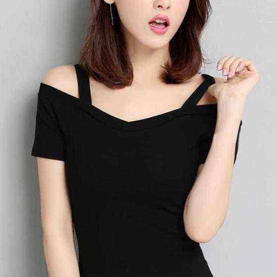 Dámské tričko s krátkým rukávem s krátkým rukávem Léto Jednobarevné Slim Pullover Top Streetwear