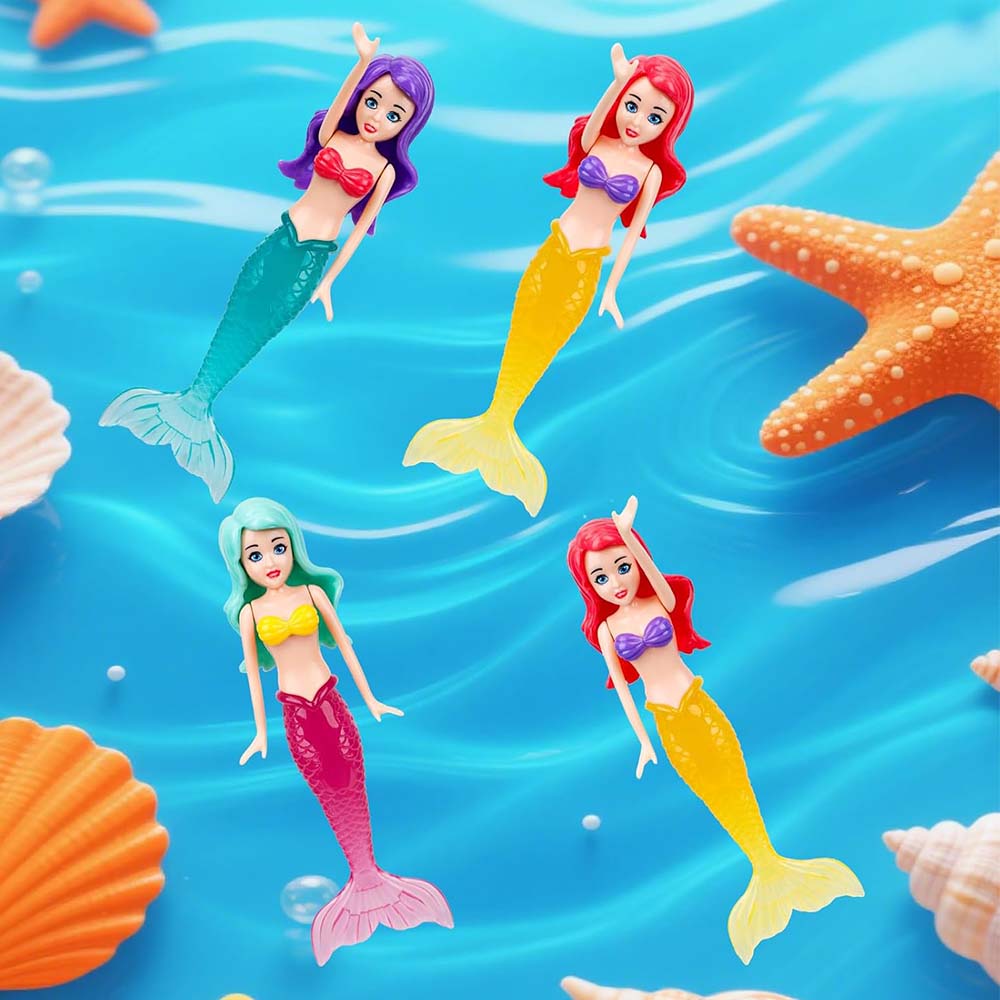 4pcs Mermaid Water Toys Glow In the Dark For Children's Gifts