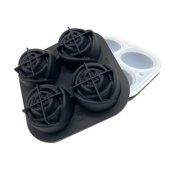 Rose Flower Silicone Ice Cube Tray 9-Cavity Square Mold for Chocolate Candy Flexible Non-Stick