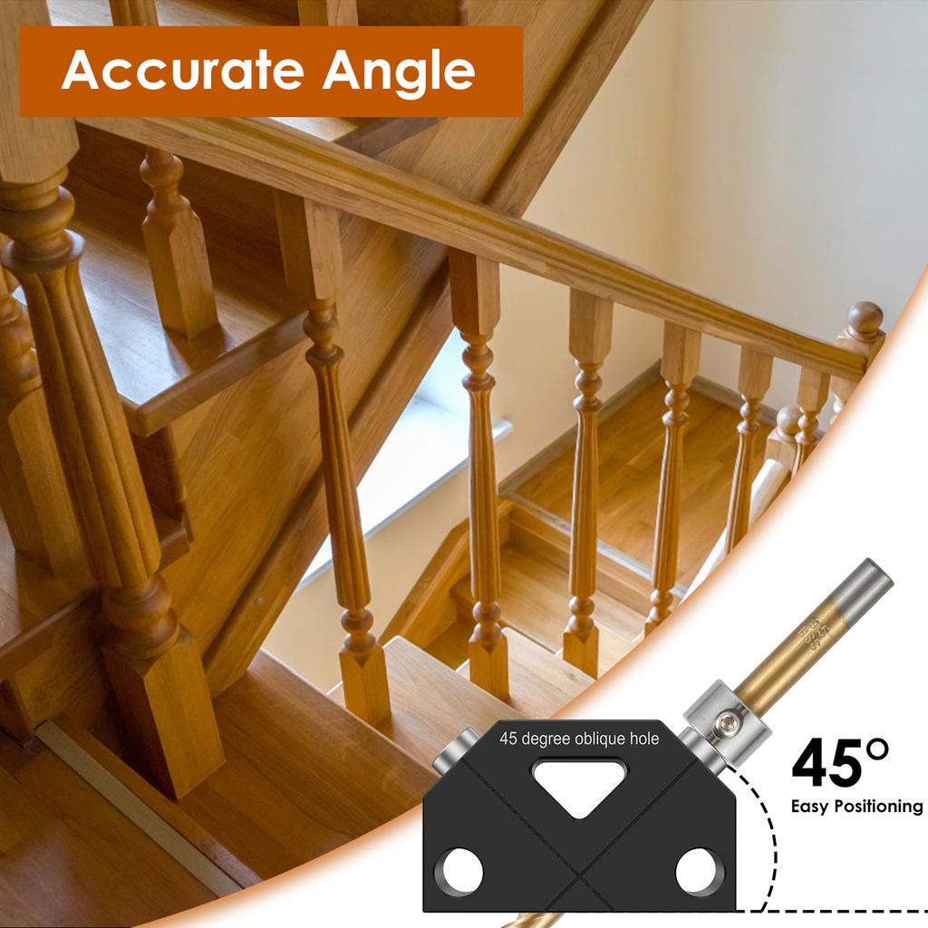 45° Angle Drill Guide Jig Aluminum Alloy Dowel Jig Kit 45° Oblique Hole Drilling Positioner Drilling Hole Locator Sturdy
