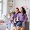 6/12Pcs Easter Wooden Bunny Pendants Blank Rabbit Wood Chips Kids Easter Party DIY Painting Crafts Gift Home Hanging Decoration