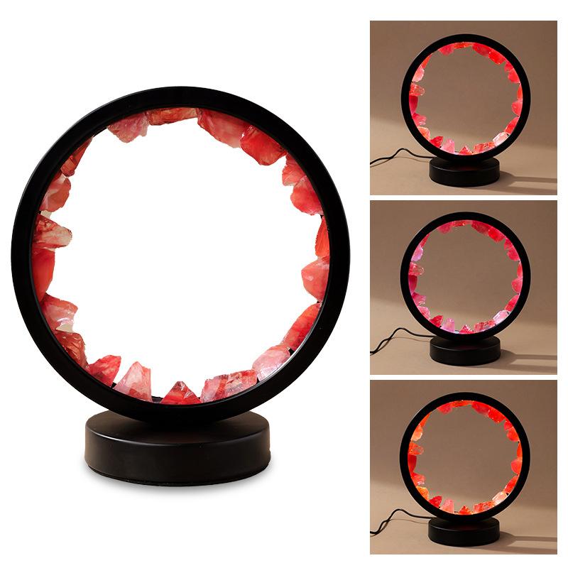 

Светодиодная хрустальная лампа, украшение комнаты, натуральный драгоценный камень аметист, целебный камень, украшение для дома, круглая лампа Creative Lamp