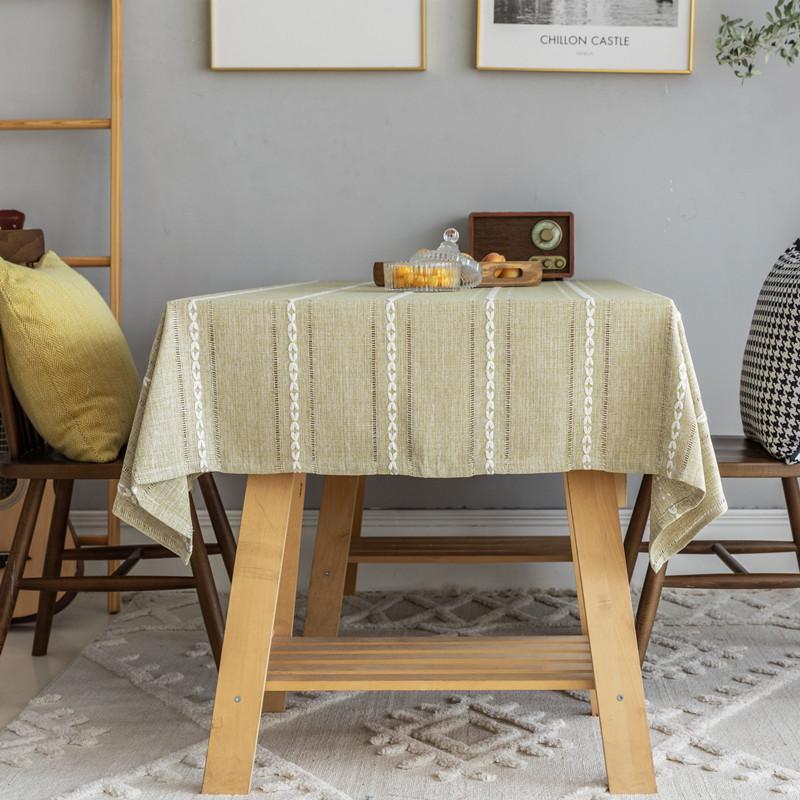 Polyester Jacquard Hollow Braid Lines Geometric Rectangle Dining Table Cloth Tablecloth Coffee Table Cover