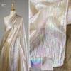 1yard Iridescent Laser Gradient Texture Pearl Mesh Fabric Wrinkle Sheer Glossy DIY Stage Dress Designer Fabric for Patchwork