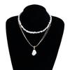 Multilayer Neck Chain Beads Necklace Adjustable Chain Necklace Earrings Neck Jewelry Suitable for Women and Girl Present