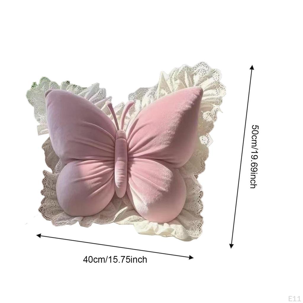 Butterfly Decorative Pillow Back Cushion Ornament, 19.69''x15.75'' Waist Support Sofa Throw