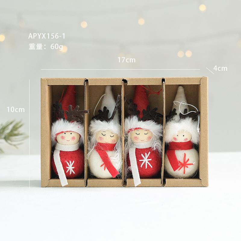Christmas Tree Santa Claus Snowman Cloth Pendants Cute Figurines & Dolls Set of Accessories Small Decorations Ages 5-7