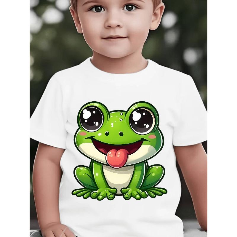 Baby Short Sleeve Spring Summer Autumn Cartoon Frog Pattern Cute Print Casual T-Shirt