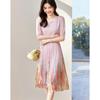 Demana Elegant 100% Mulberry Silk Printed Midi Dress