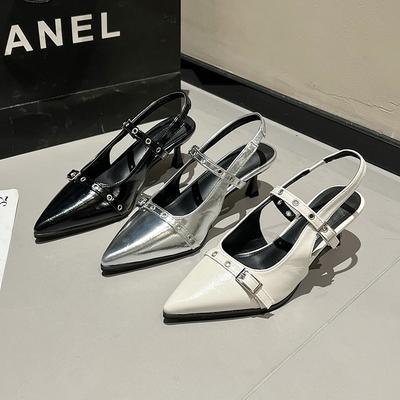 European and American Style Pointed High Heels Women's 2025 Summer New Belt Buckle Wear Fashion Bag Head Empty Sandals