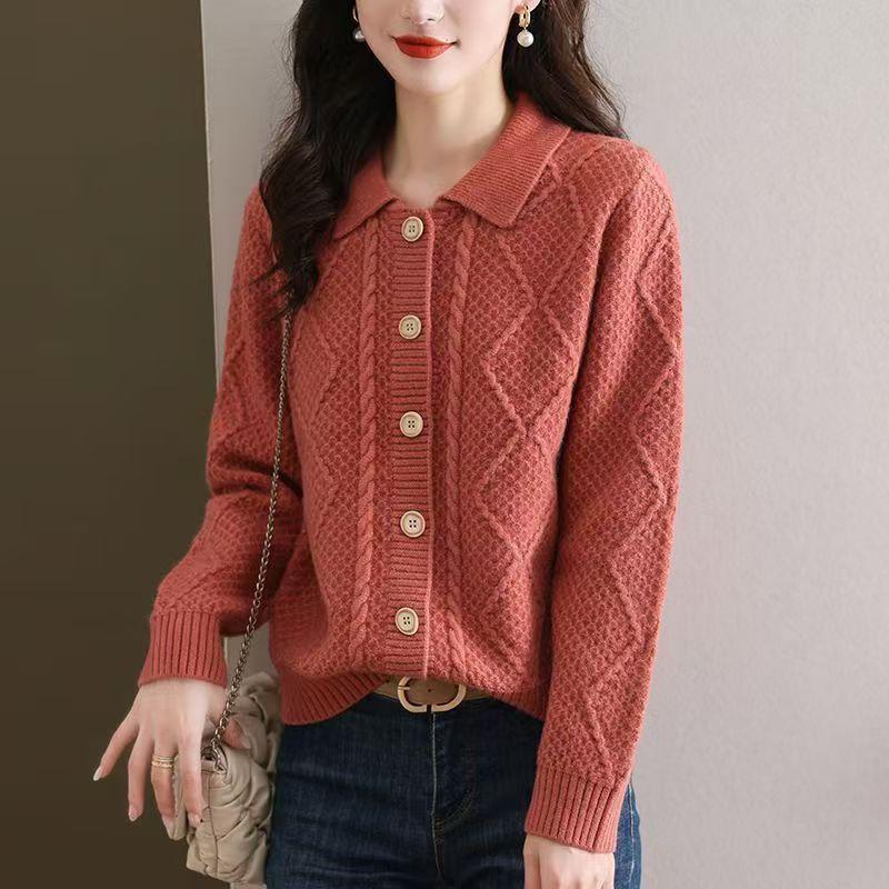 Women's Knitted Cardigan Spring and Autumn Short Fashion Sweater Jacket Top Women