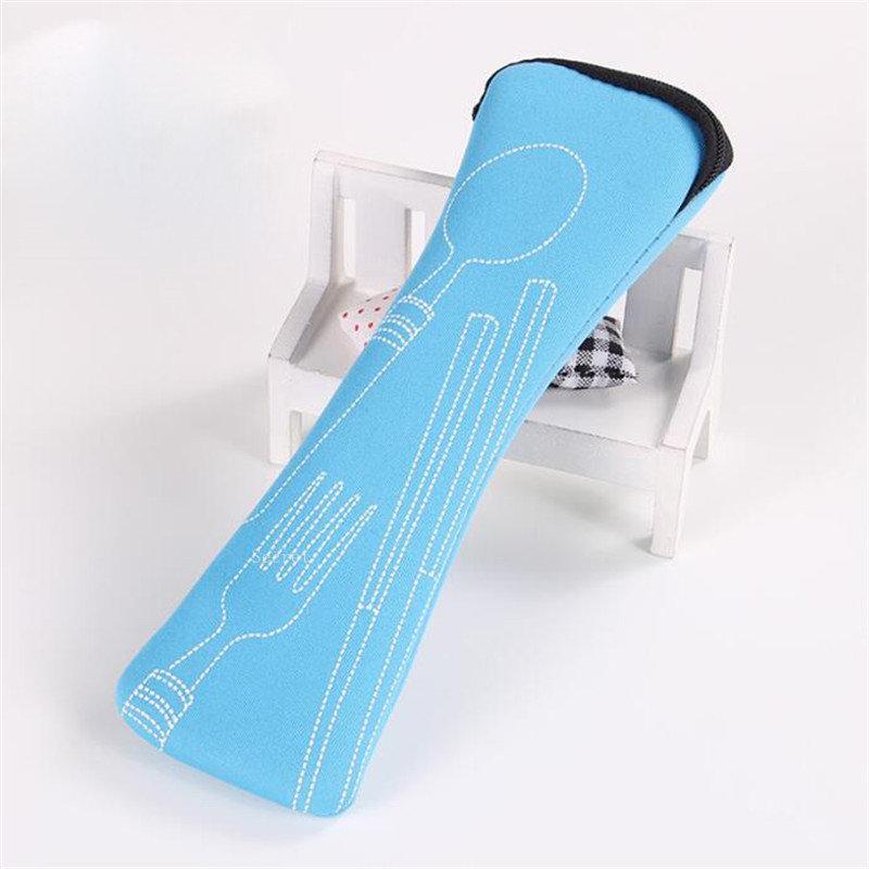 1PC Tableware Bag Washable with Zipper Travel Cutlery Kit Case Portable Pouch For Dinner Household Tool Travel Camping  Spoon