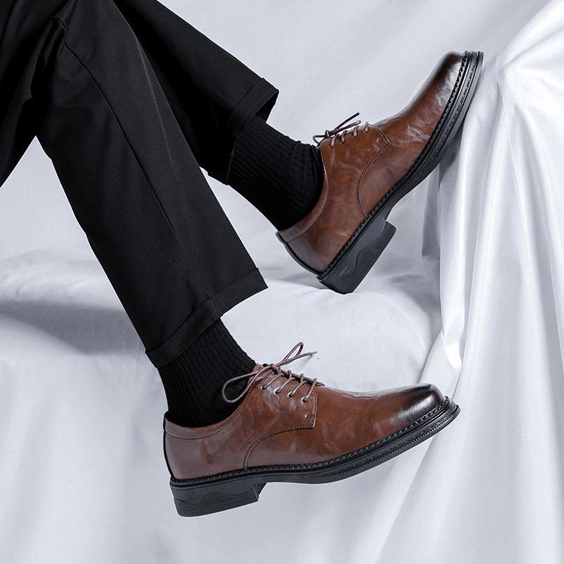 Brock Lederschuhe Herren Britischer Stil Businesskleid Herren Leder Weiche Sohle Casual Derby Hochzeit Trendschuhe