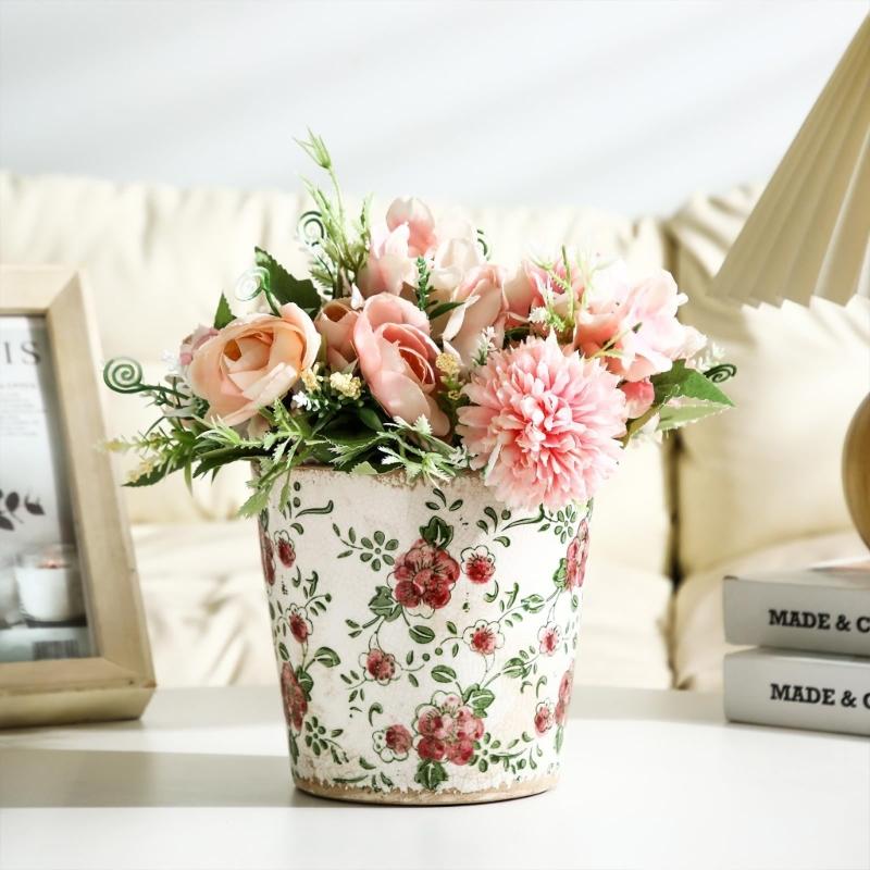 Retros Ceramic Planter Featuring Drainage Holes For Healthy Plant Growth Elegant For Home Office Indoor Outdoor Use