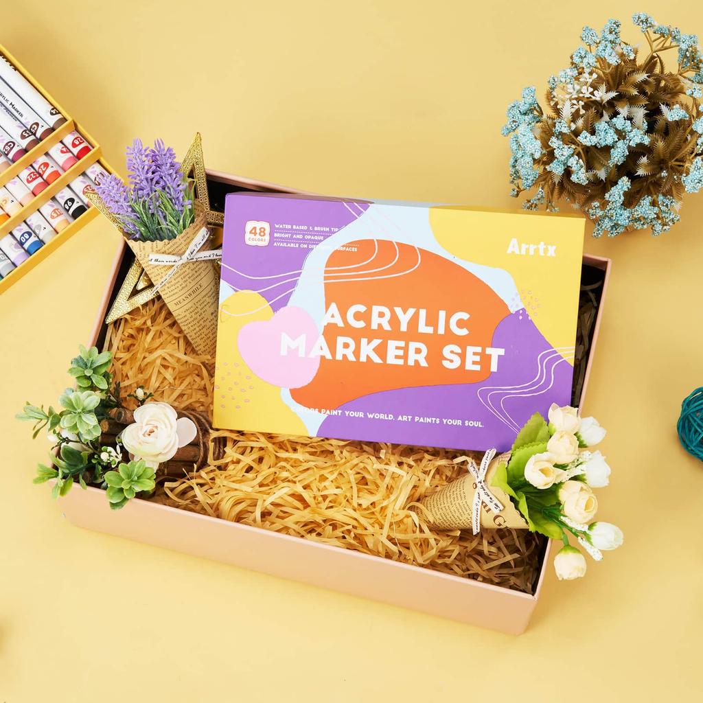 48 Colors Acrylic Markers Brush Tip Acrylic Paint Pens for Rock DIY Craft Art Supplies Painting, Glass, Stone, Wood, Ceramic, Fabric, &