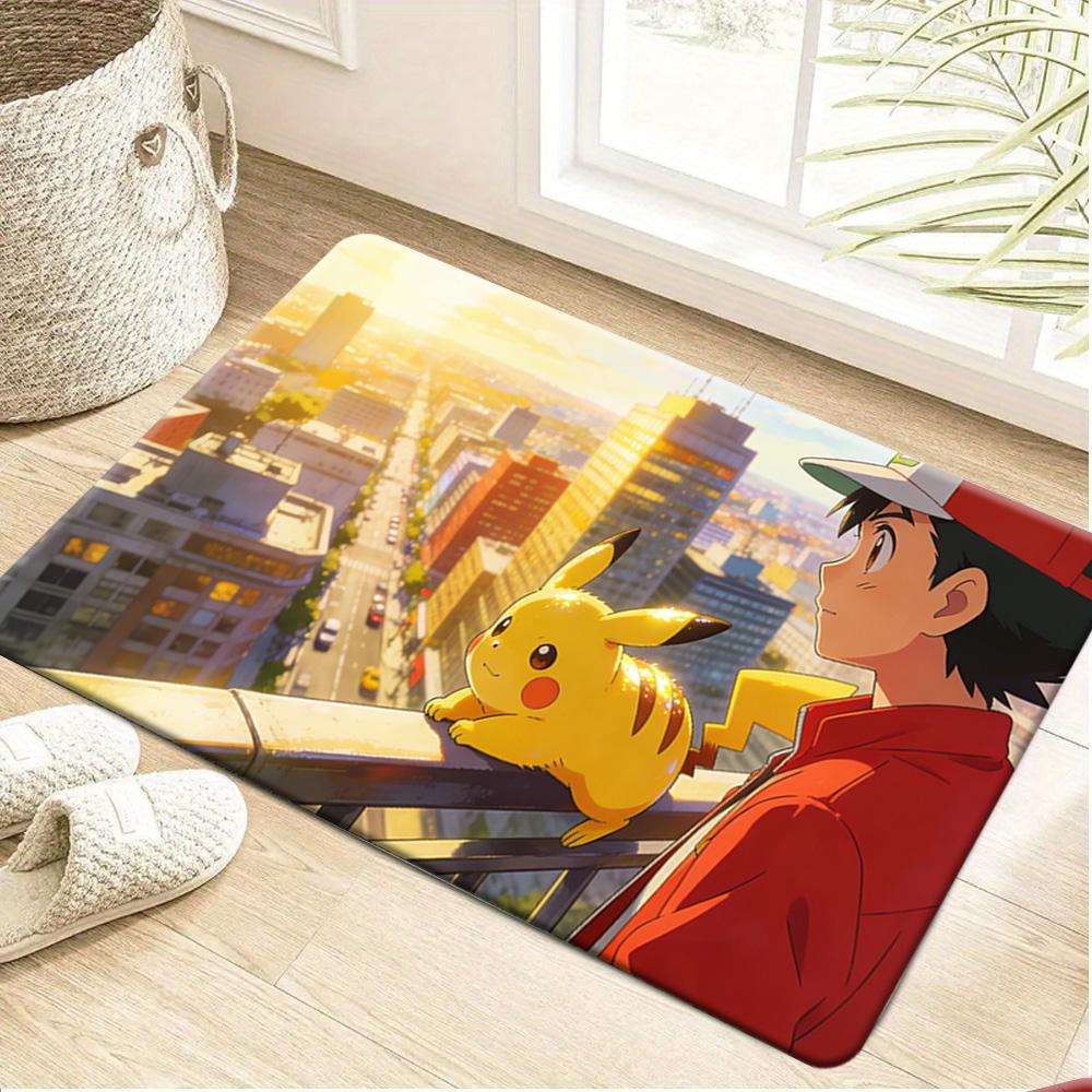 Cute Snorlax Sleeping with Teddy Bears & Star Lights Print Doormat Non-Slip Absorbent Floor Mat for Indoor Entrance 40x60cm