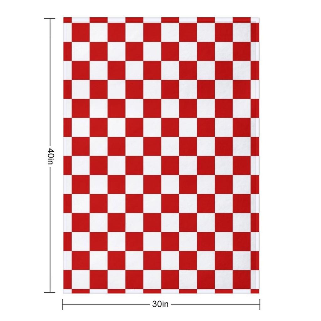 Cherry Red And White Checkerboard Pattern Throw Blanket Large Flannels Warm Winter Luxury Designer Blankets