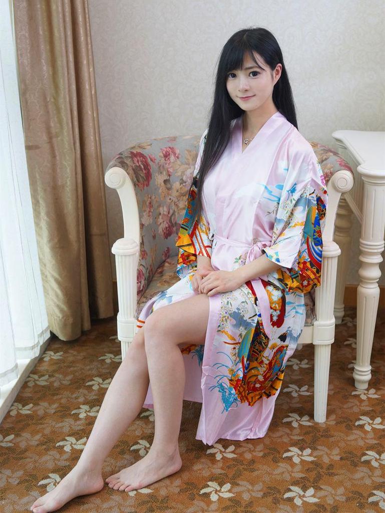 Women's Summer Silk-Feel Cardigan Pajama Robe - Long, Lightweight, Sexy Bathrobe