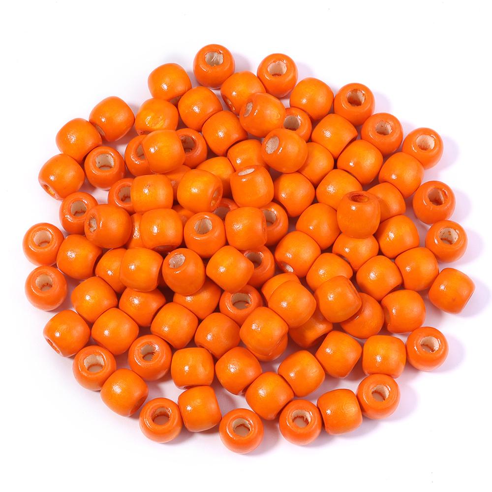 50-100Pcs Natural Wooden Beads Colorful Barrel Shaped Wood Beads Big Hole Loose Beads For Jewelry Making DIY Hair Accessories